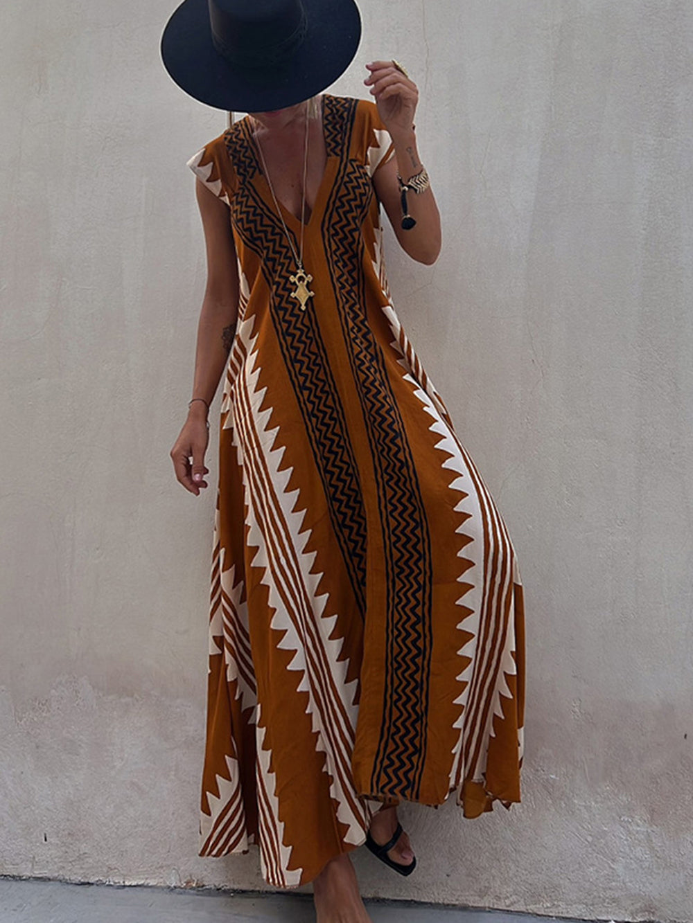 Shannon Bohemian Aztec Print Maxi Dress Newgew Dresses