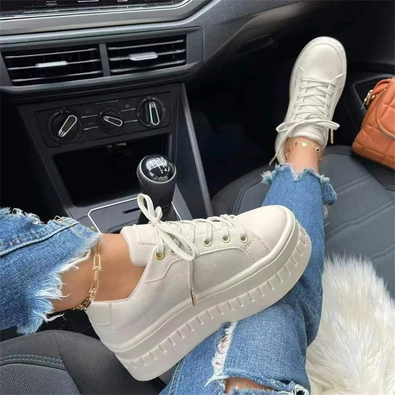 Fashion Casual Patchwork Frenulum Solid Color Round Comfortable Flats Shoes NewGew