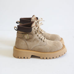 Women Retro Autumn Casual Buckle Thick Sole Boots Newgew Shoes