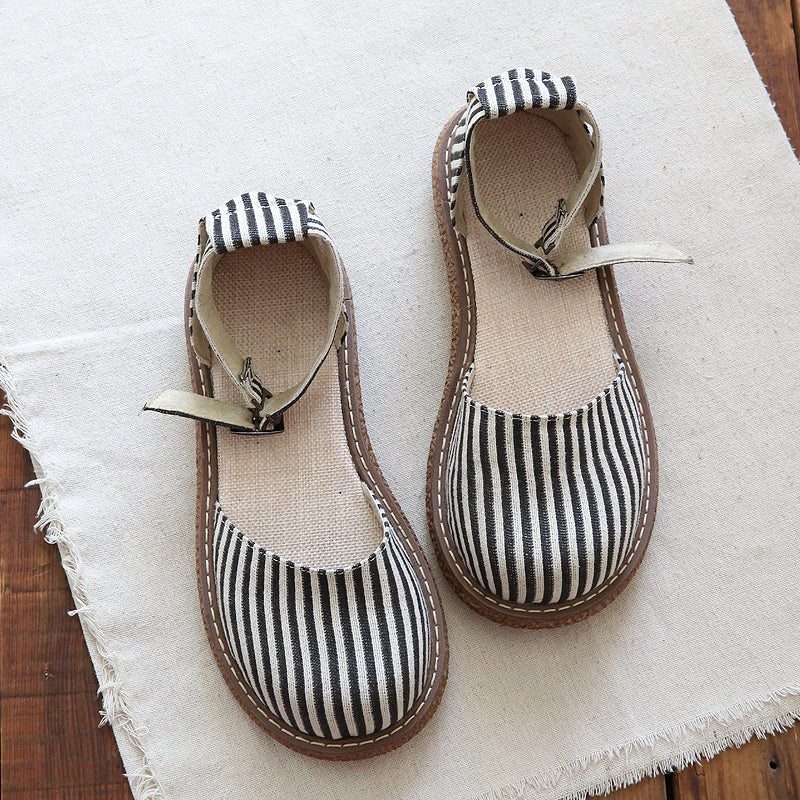 Women Casual Stripe Canvas Summer Sandals Newgew Shoes