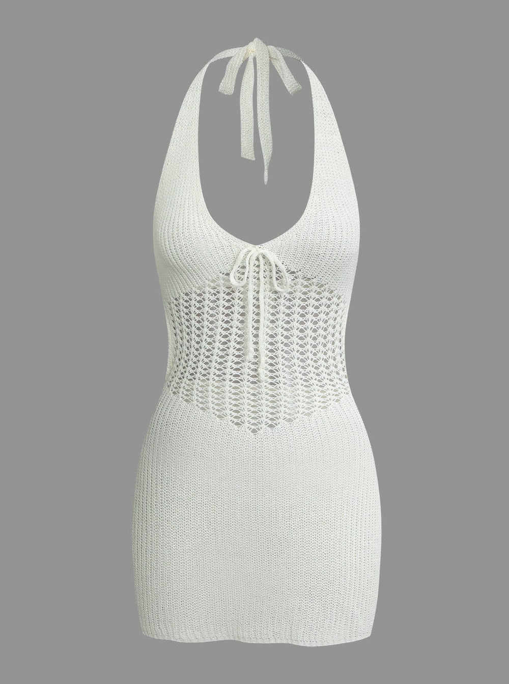Halter Crochet Waist Backless Knit Mini Dress Newgew Dresses