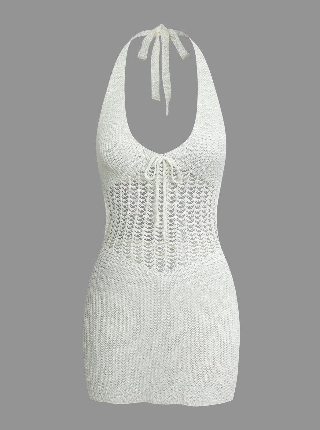Halter Crochet Waist Backless Knit Mini Dress Newgew Dresses