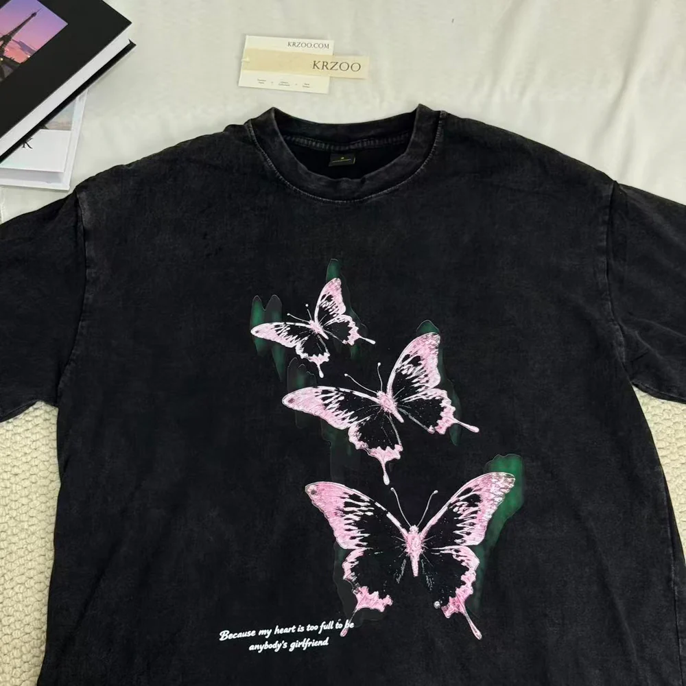 Butterfly Washed Distressed Vintage T-Shirt PinTow