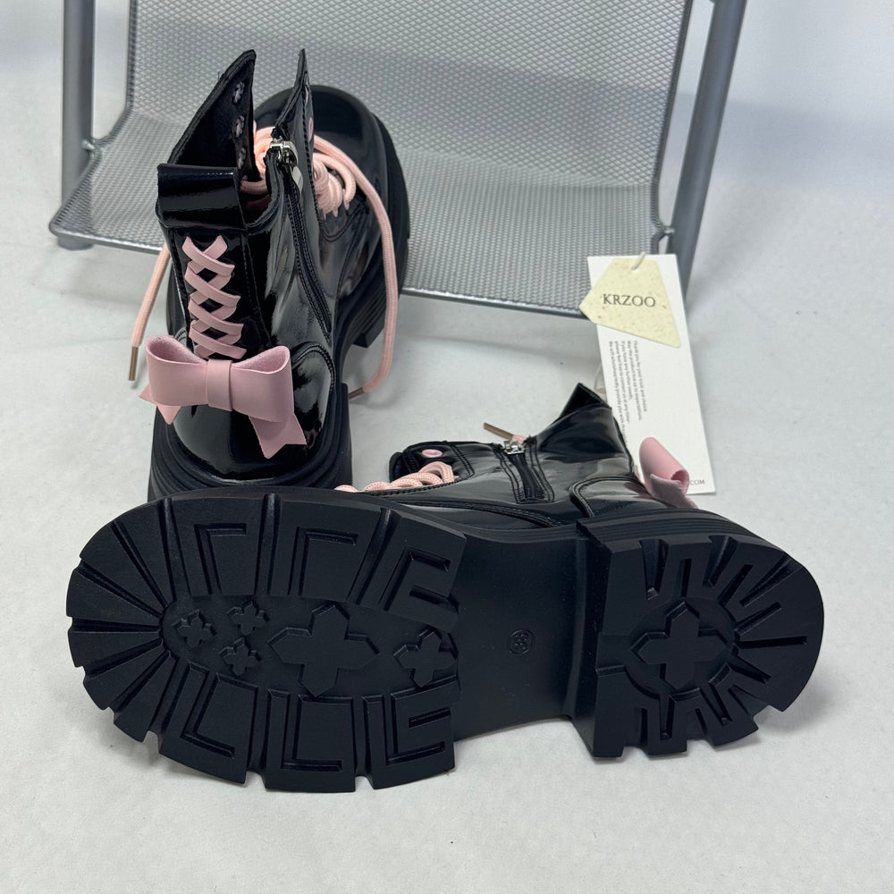 Pink Bow Leather Boots PinTow