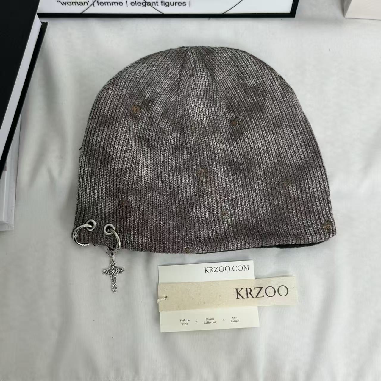Distressed Ripped Knit Hat PinTow