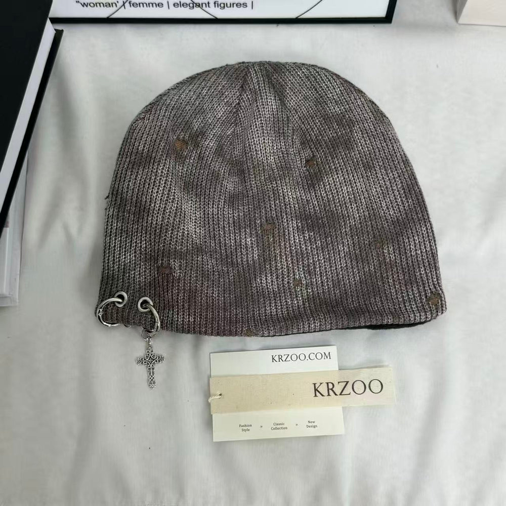 Distressed Ripped Knit Hat PinTow