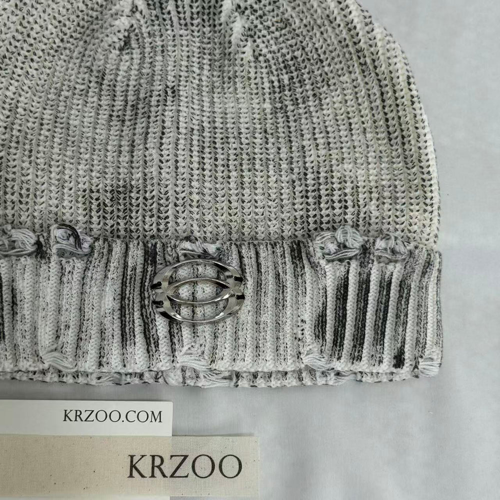 Distressed Ripped Knit Hat PinTow