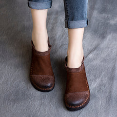 Women Autumn Retro Cowhide Soft Flat Shoes Newgew Shoes