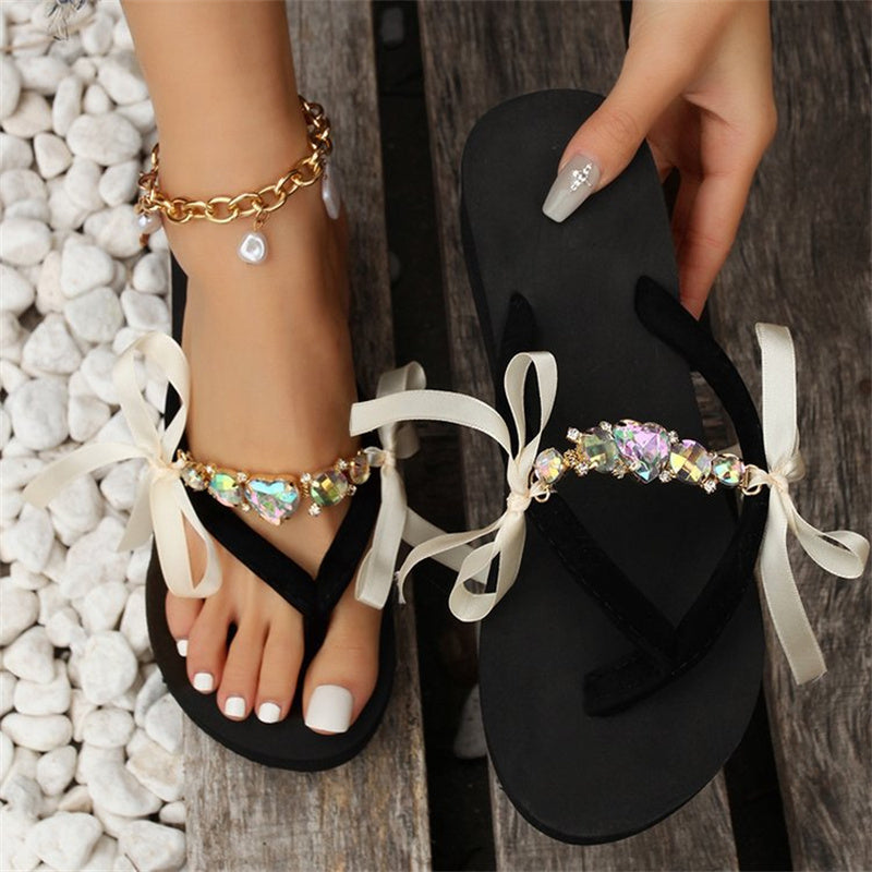 Casual Patchwork With Bow Round Comfortable Wedges Shoes (Heel Height 1.97in) NewGew