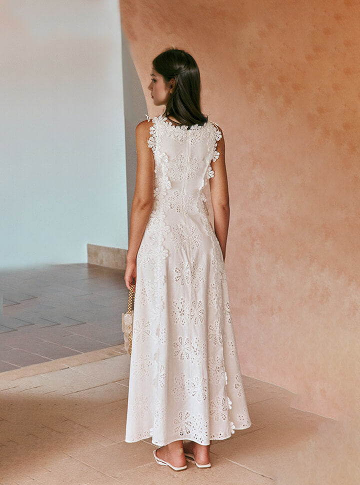 Delicate Lace Hook And Lace Up Sides Maxi Dress Newgew Dresses