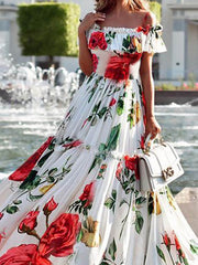 Printed One-Shoulder Dress Prom Gowns Newgew Dresses