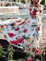 Printed One-Shoulder Dress Prom Gowns Newgew Dresses