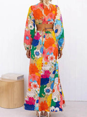 Printed Lace Backless Resort Dress Newgew Dresses