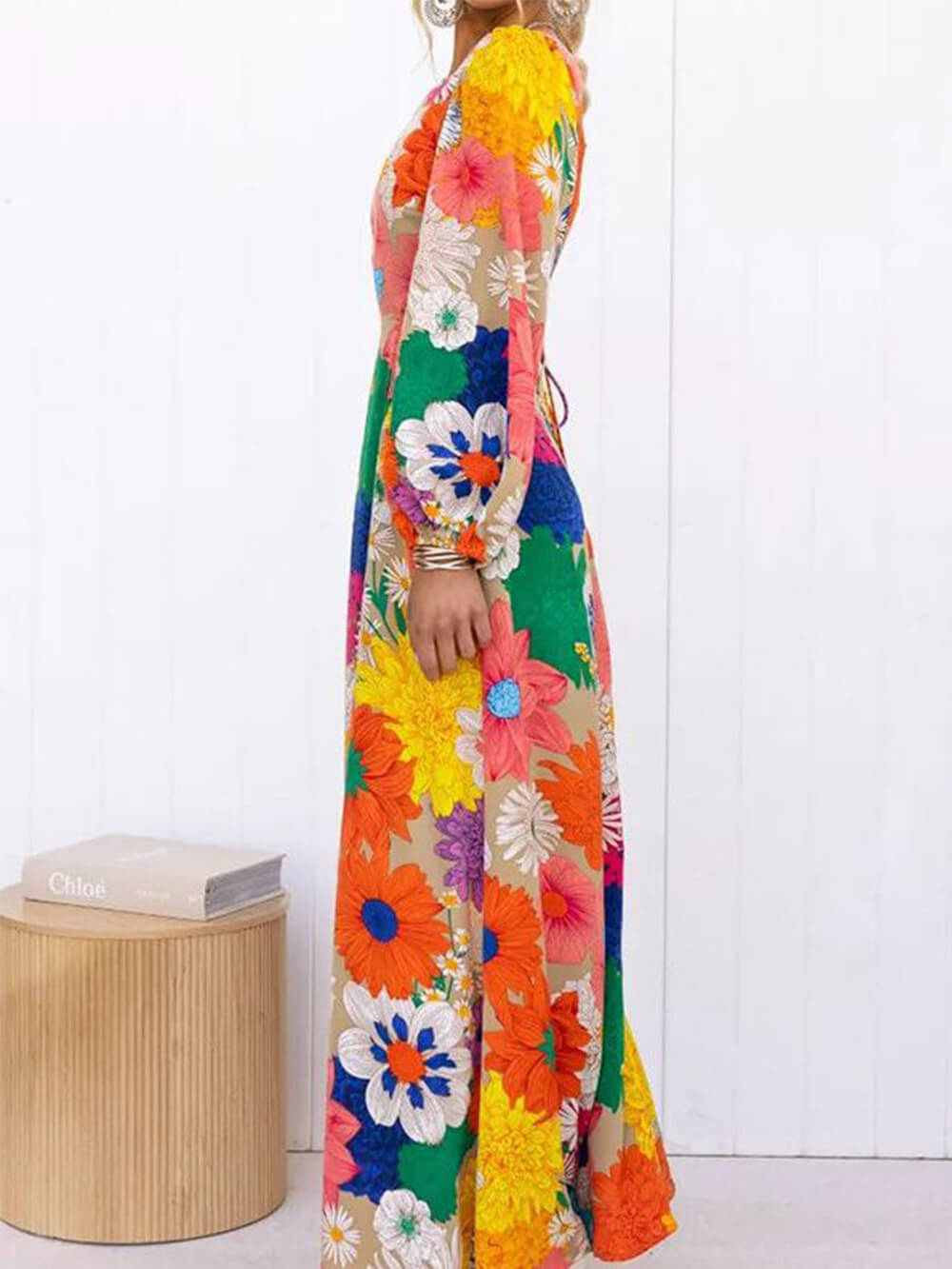 Printed Lace Backless Resort Dress Newgew Dresses