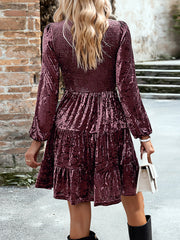Round Neck Casual Velvet Mini Dress Newgew Dresses