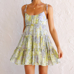 Backless Halter Printed Short Dress Newgew Dresses