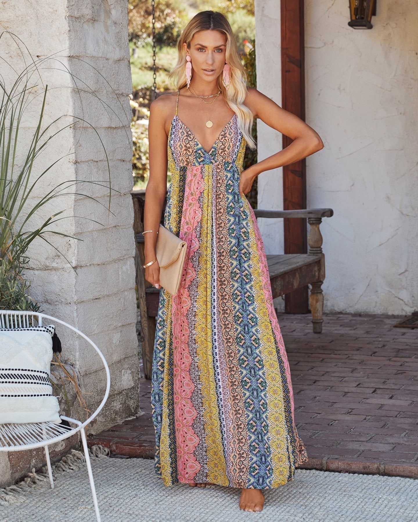 V-neck Printed Camisole Dress Newgew Dresses