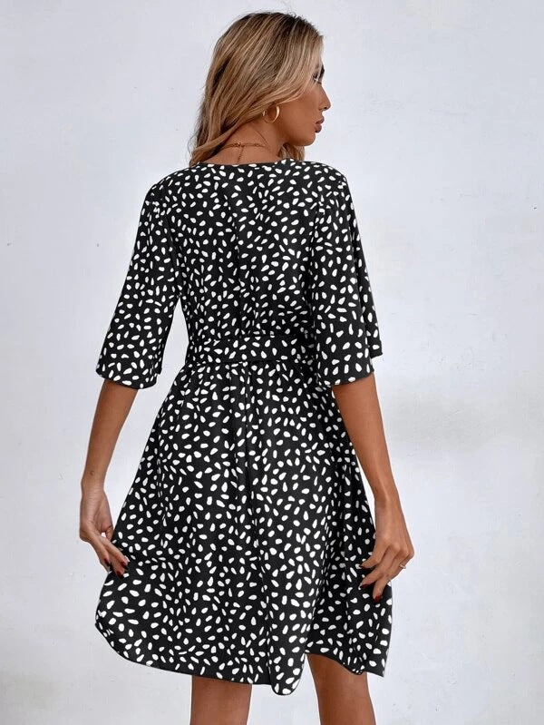 V-neck Waist Fashion Versatile Boho Dress Newgew Dresses