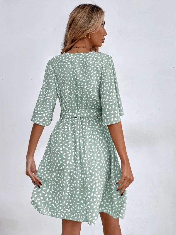 V-neck Waist Fashion Versatile Boho Dress Newgew Dresses