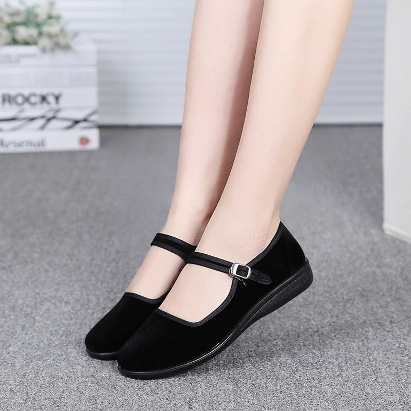 Women's Cloth Flat Soft Bottom Comfortable Belt Canvas Shoes Newgew