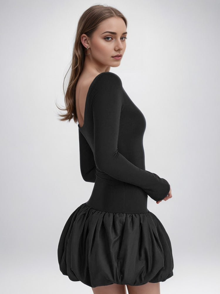 Elegant U-Neck Colorblock Dress Newgew Dresses