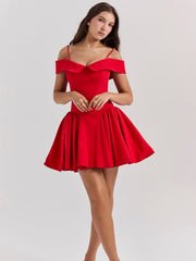 Scarlet Off-Shoulder Spaghetti Strap Mini Dress Newgew Dresses
