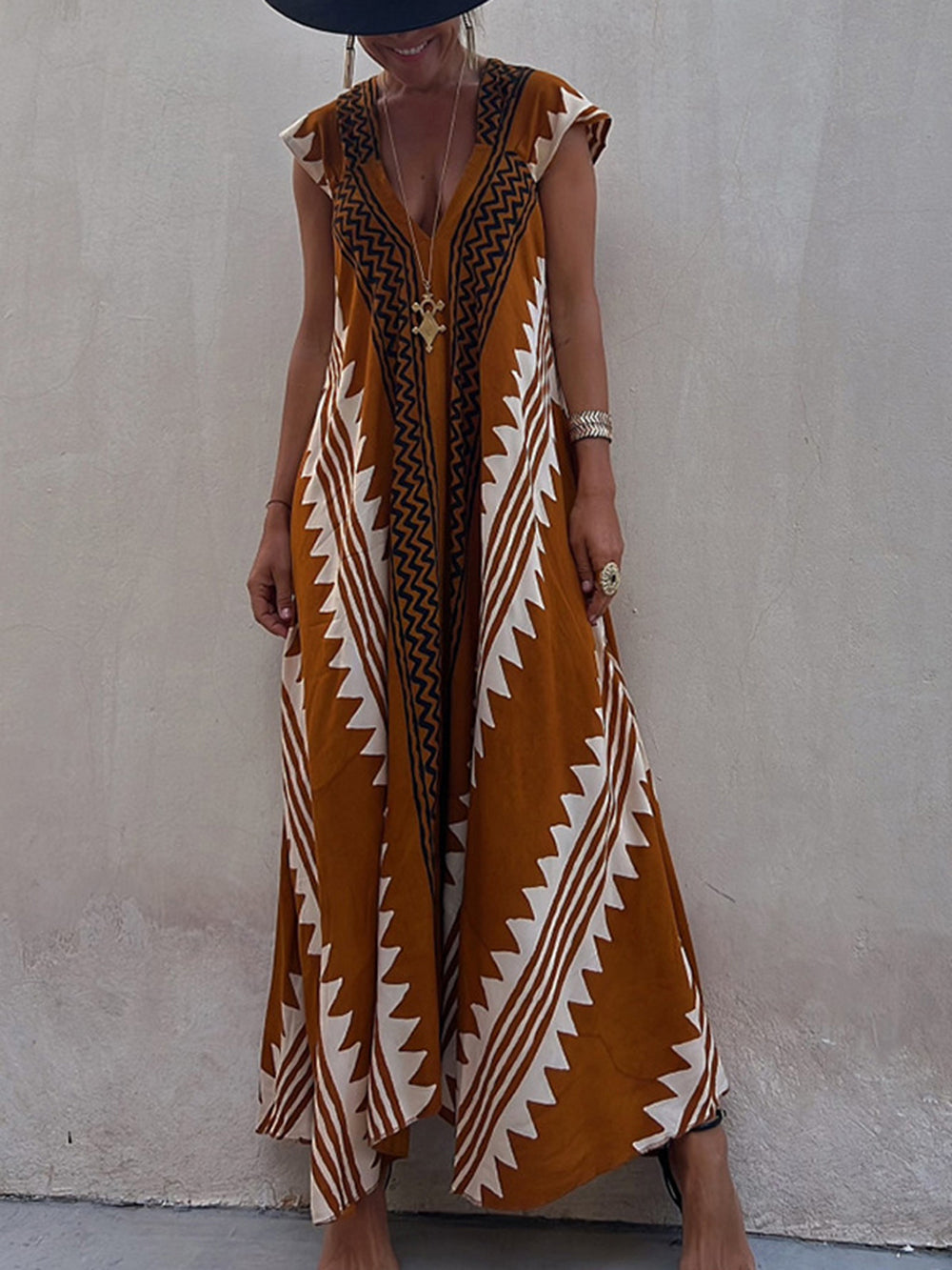 Shannon Bohemian Aztec Print Maxi Dress Newgew Dresses