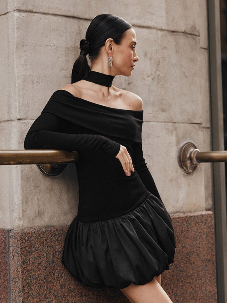 Off-the-shoulder Petal Hem Dress Newgew Dresses