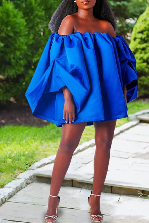 Solid Color Modern Off Shoulder Mini Dress NewGew