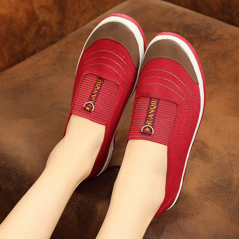 Women's Spring Flat Slip-on Cloth Canvas Shoes Newgew