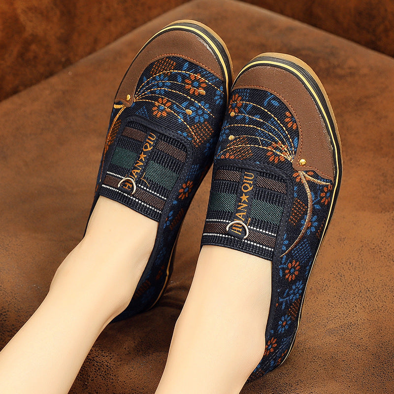 Women's Spring Flat Slip-on Cloth Canvas Shoes Newgew