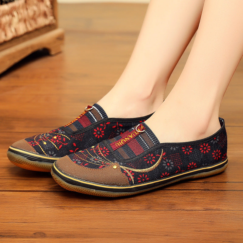 Women's Spring Flat Slip-on Cloth Canvas Shoes Newgew