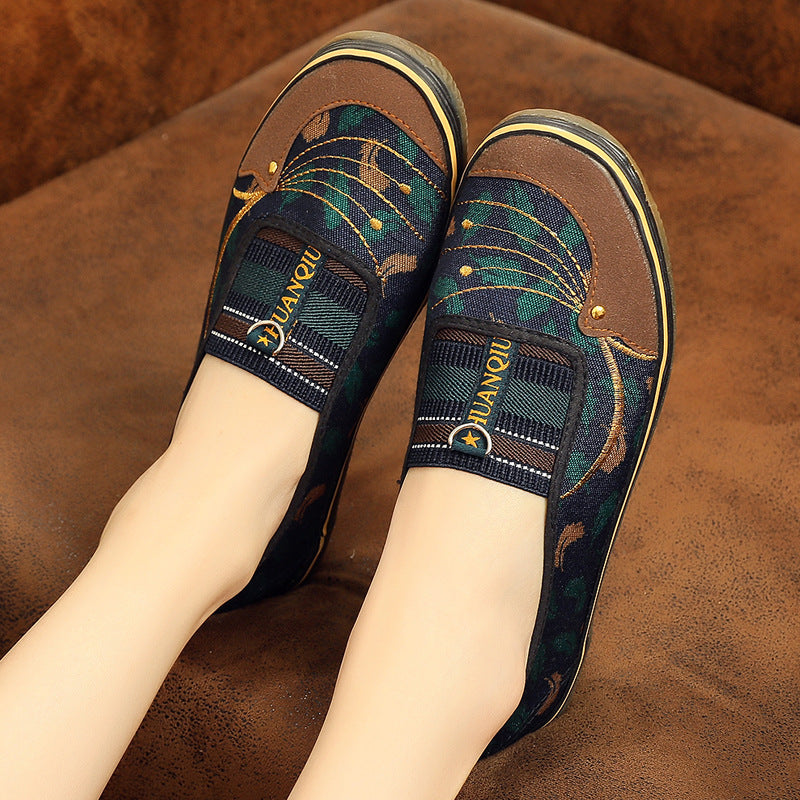 Women's Spring Flat Slip-on Cloth Canvas Shoes Newgew