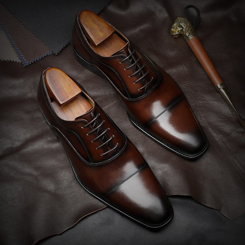 Men Classic Cowhide Solid Handmade Oxford Shoes Newgew Shoes