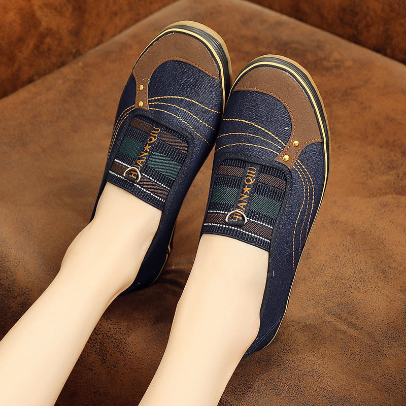 Women's Spring Flat Slip-on Cloth Canvas Shoes Newgew