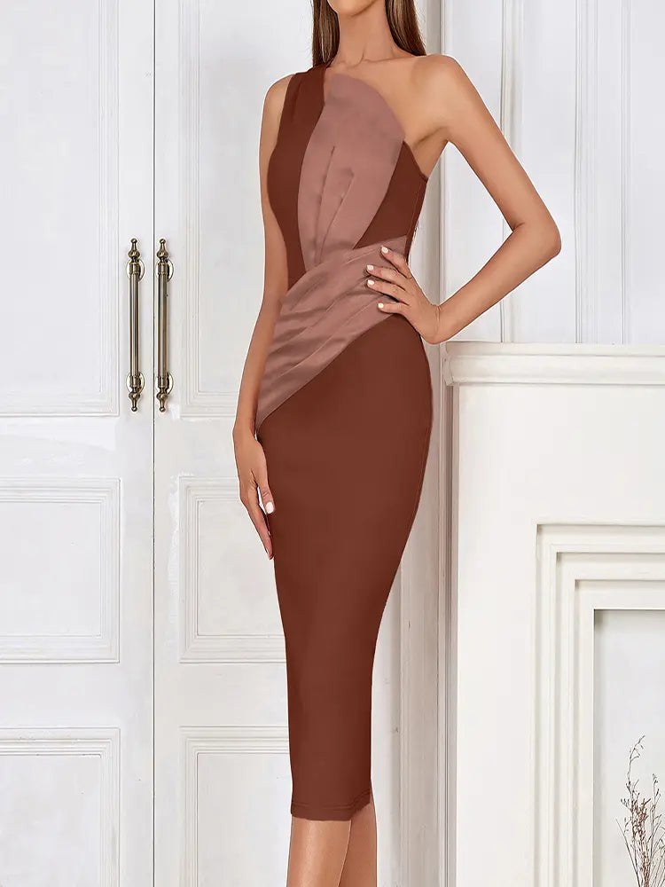 One-Shoulder Pink Asymmetrical Evening Gown Newgew Dresses