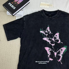 Butterfly Washed Distressed Vintage T-Shirt PinTow