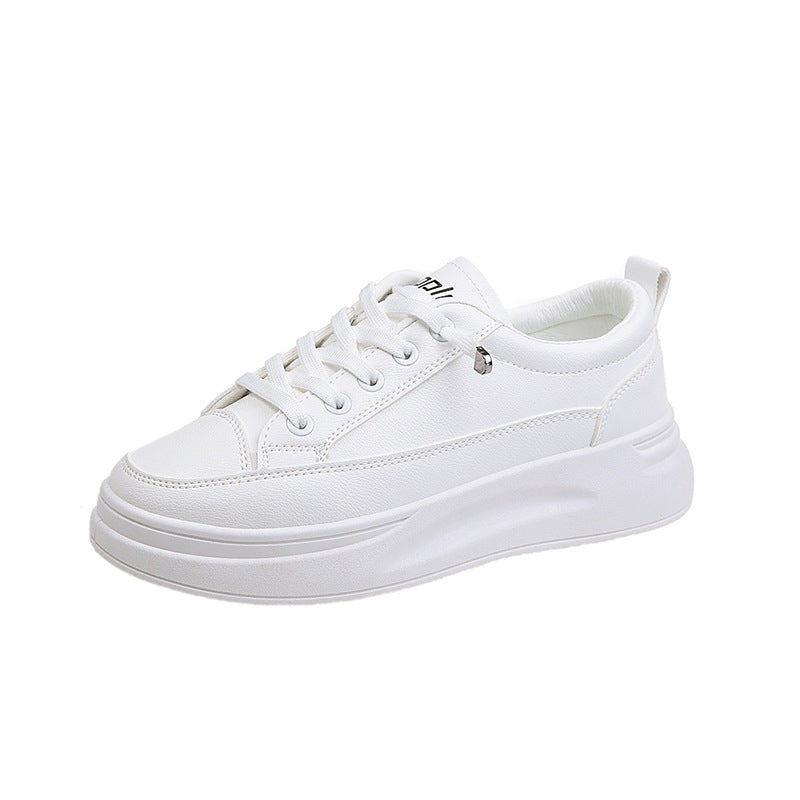 Women's White Spring Breathable Korean Style Heightened Canvas Shoes Newgew