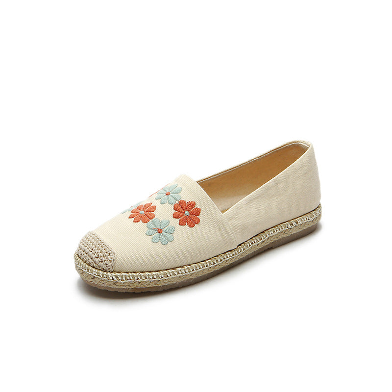 Women's Linen Embroidered Cloth Simple And Breathable Canvas Shoes Newgew