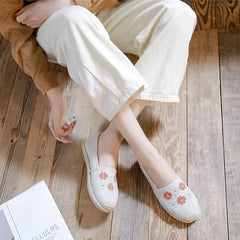Women's Linen Embroidered Cloth Simple And Breathable Canvas Shoes Newgew
