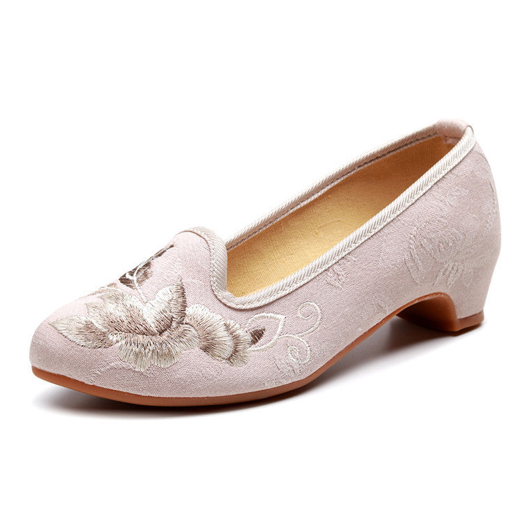 Women's Spring Ethnic Style Embroidered Height Increasing Canvas Shoes Newgew