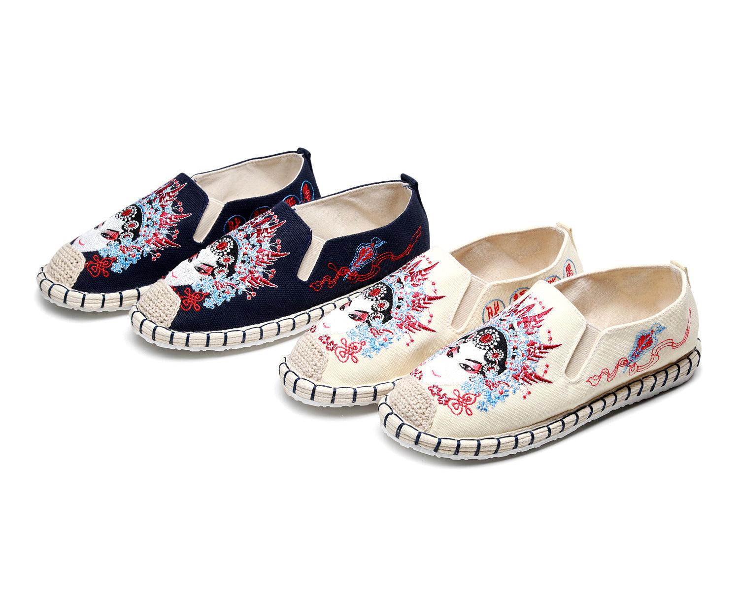 Innovative Ethnic Style Embroidered Bottom Pumps Canvas Shoes Newgew