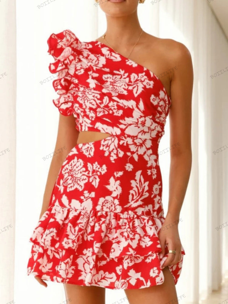 Off-Shoulder Ruffle Casual Mini Dress Newgew Dresses