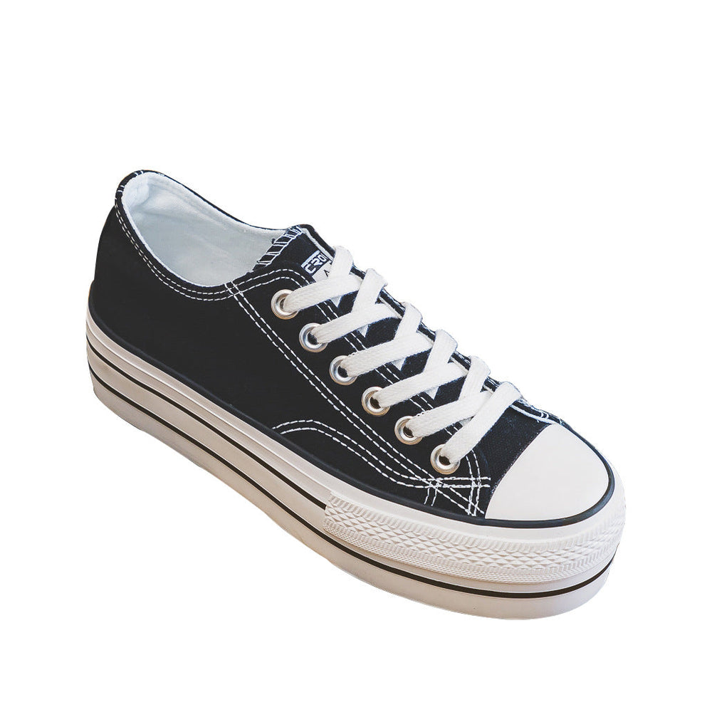 Women's Bottom Height Increasing Korean Style Low Canvas Shoes Newgew