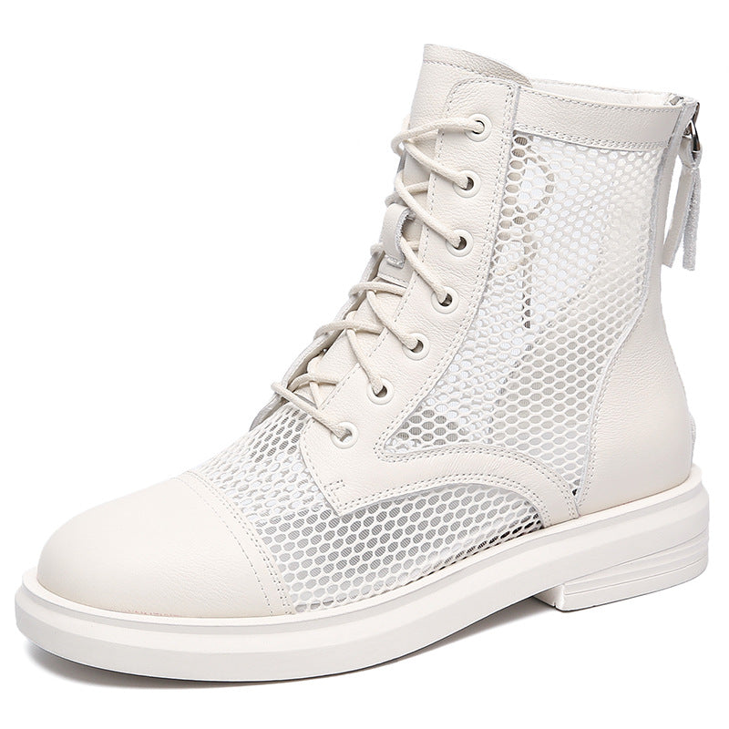 Women Casual Hollow Mesh Leather Summer Boots Newgew Shoes