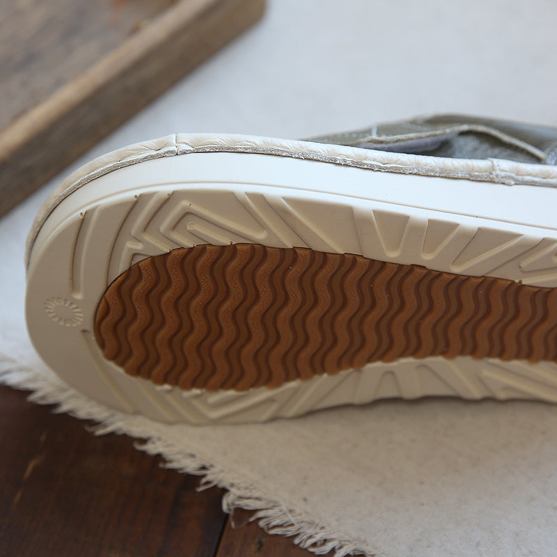 Women Retro Cowhide Velcro Thick Sole Casual Shoes Newgew Shoes