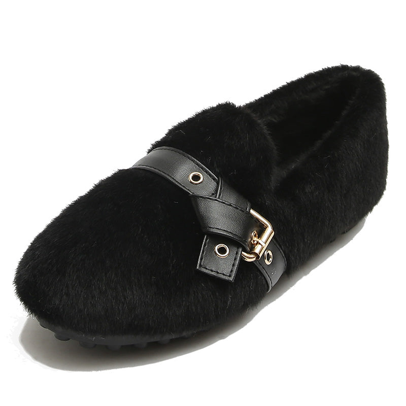 Women Casual Winter Fleece Buckle Shoes Newgew Shoes