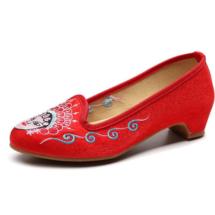 Women's Style Embroidered Height Increasing Insole Tendon Canvas Shoes Newgew