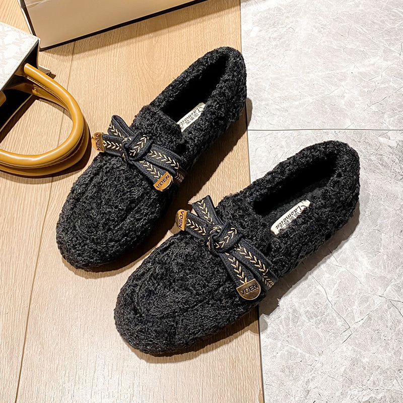 Women Fashion Casual Soft Flat Fur Shoes Newgew Shoes