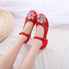 Women's Chinese Style Retro Embroidered Elegant Height Canvas Shoes Newgew